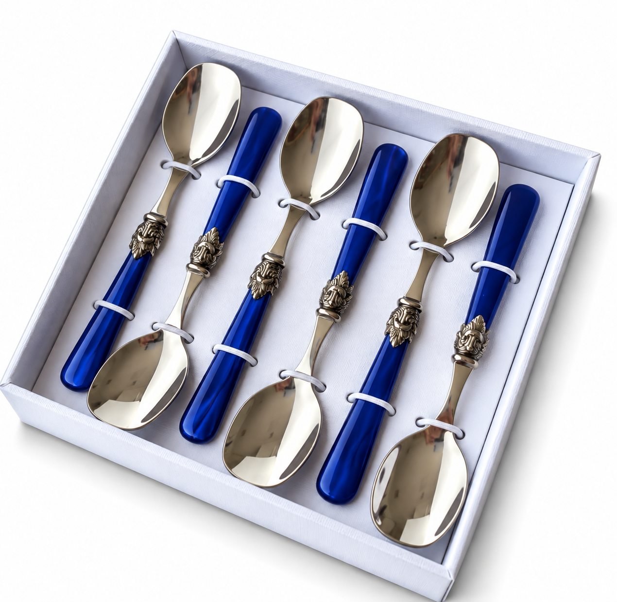 Set regalo de 6 cucharillas de helado, azul (nácar), EME Napoleon
