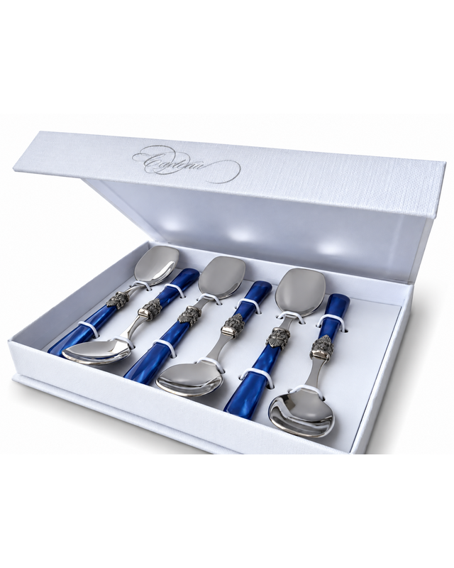 Set regalo de 6 cucharillas de helado, azul (nácar), EME Napoleon