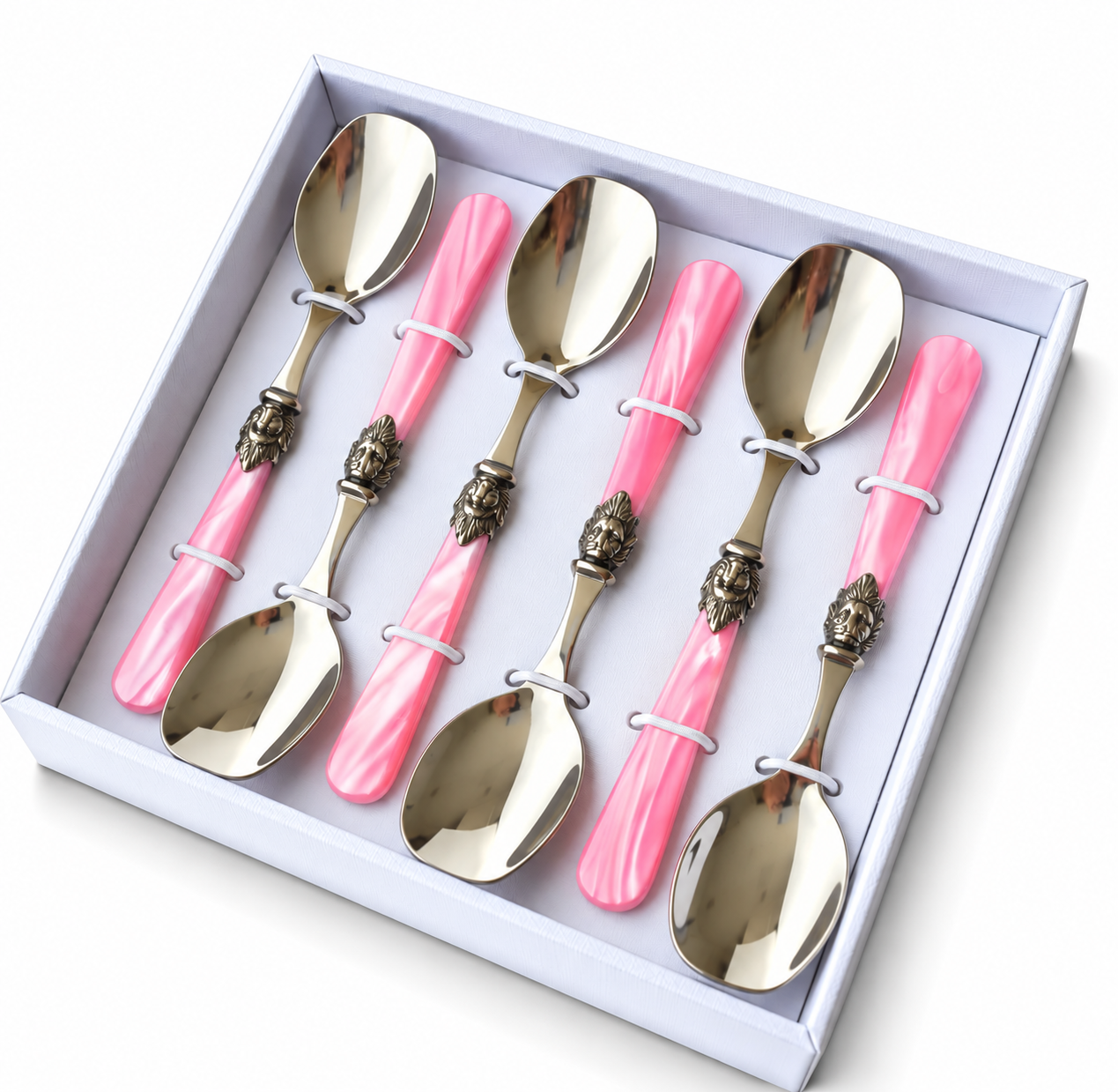 6-teiliges Eislöffel-Geschenkset, Rosa (Perlmutt), EME Napoleon