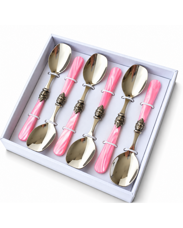 6-teiliges Eislöffel-Geschenkset, Rosa (Perlmutt), EME Napoleon