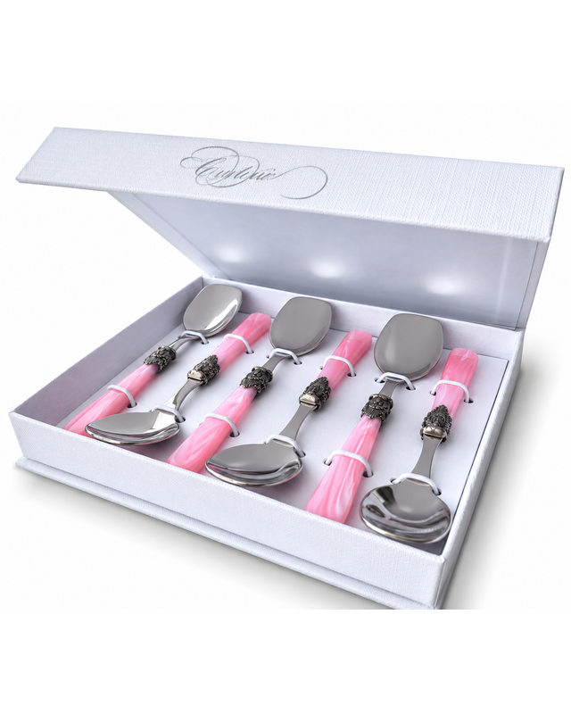 Set regalo de 6 cucharillas de helado, rosa (nácar), EME Napoleon