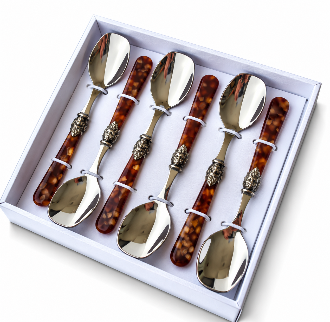 6-teiliges Eislöffel-Geschenkset, Braun (Schildpatt), EME Napoleon