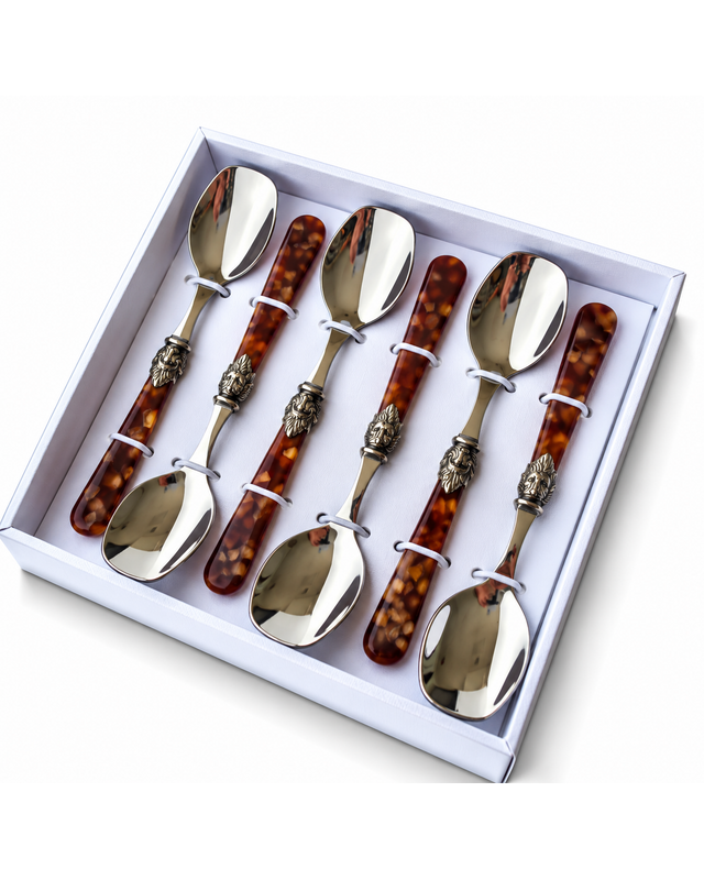6-teiliges Eislöffel-Geschenkset, Braun (Schildpatt), EME Napoleon