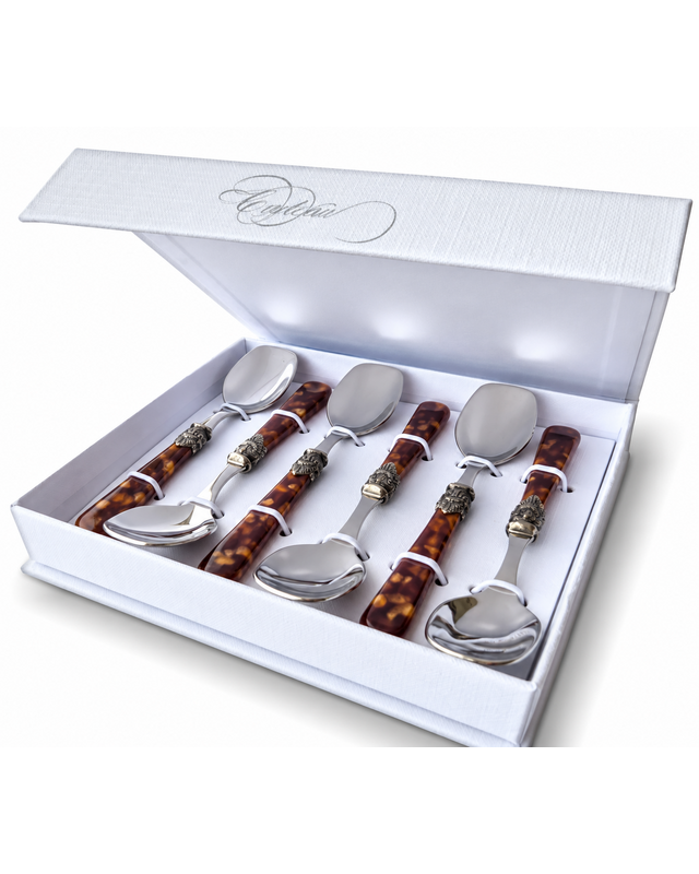 6-teiliges Eislöffel-Geschenkset, Braun (Schildpatt), EME Napoleon