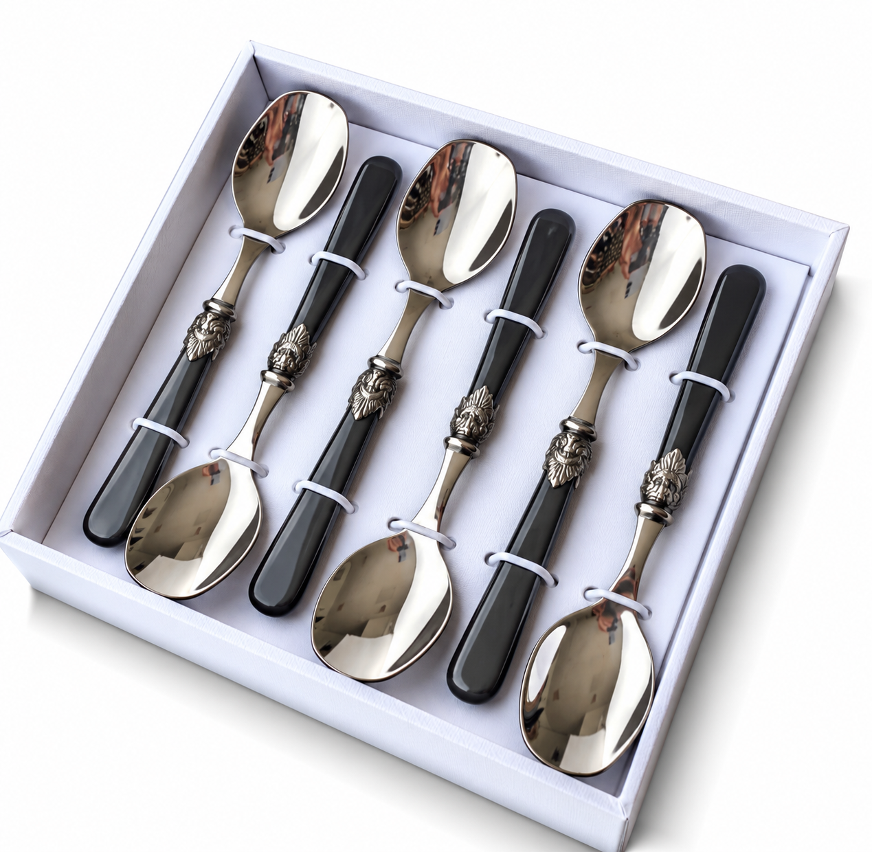 6-teiliges Eislöffel-Geschenkset, Schwarz (Perlmutt), EME Napoleon