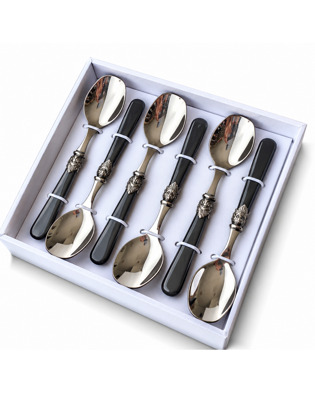 6-teiliges Eislöffel-Geschenkset, Schwarz (Perlmutt), EME Napoleon