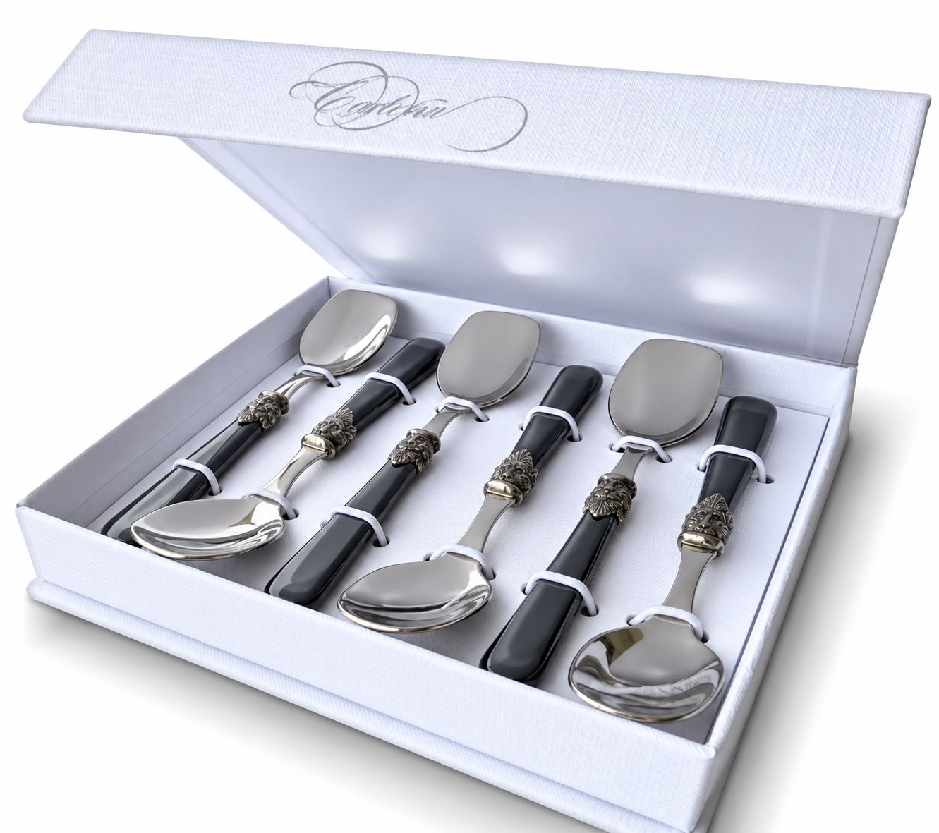 6-teiliges Eislöffel-Geschenkset, Schwarz (Perlmutt), EME Napoleon
