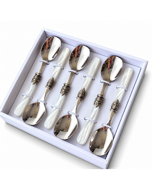 Coffret cadeau de 6 cuillères à glace, blanc (nacré), EME Napoleon