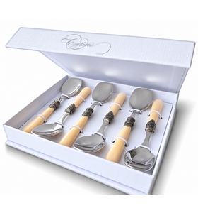 6-teiliges Eislöffel-Geschenkset, Elfenbein (matt)