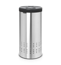 BRABANTIA Wasbox 30 liter met uitneembare waszak - Matt Steel / Dark Grey kunststof deksel