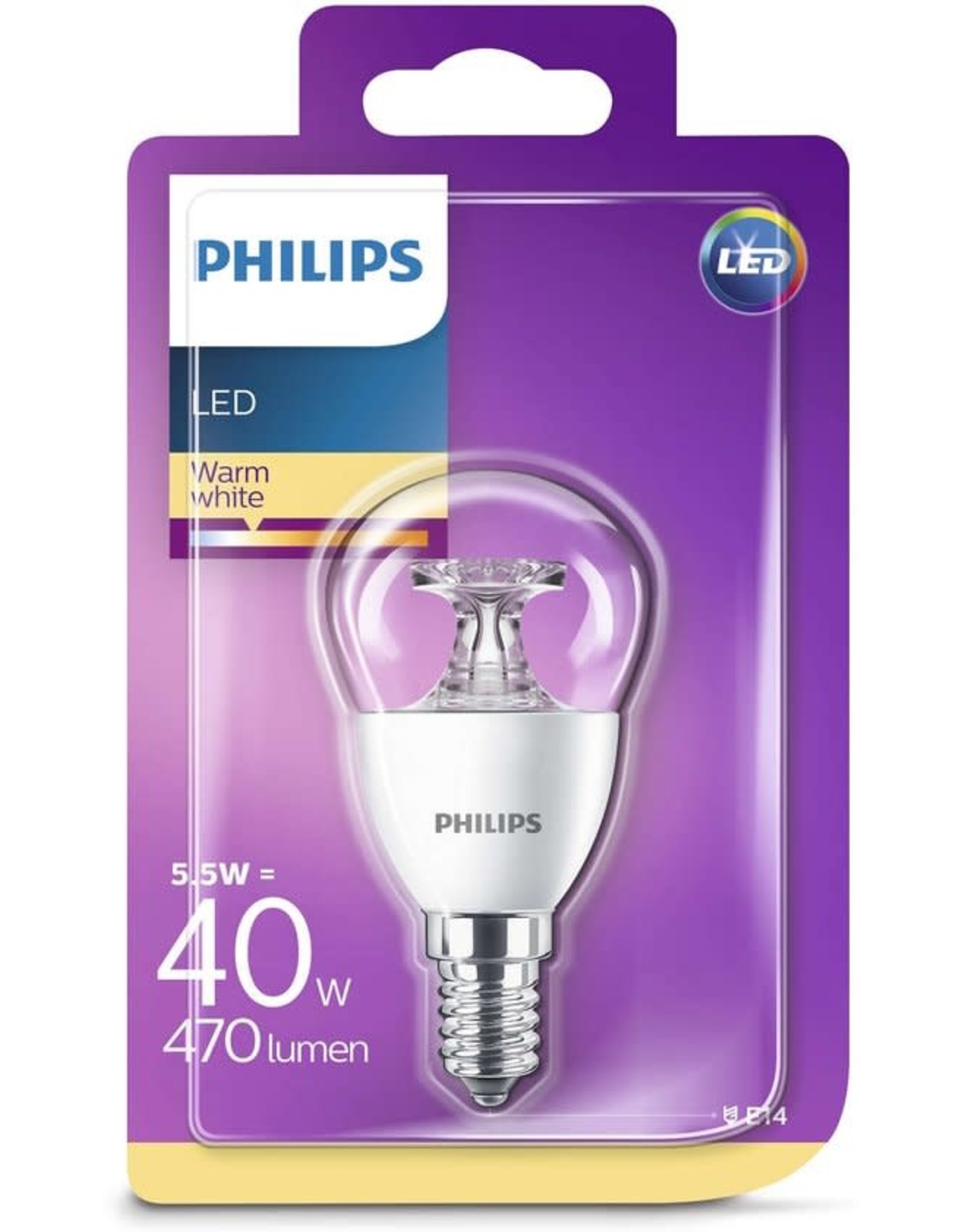 PHILIPS PHILIPS 6W(40W) E14 WW P45 CL ND/4 LED LAMP