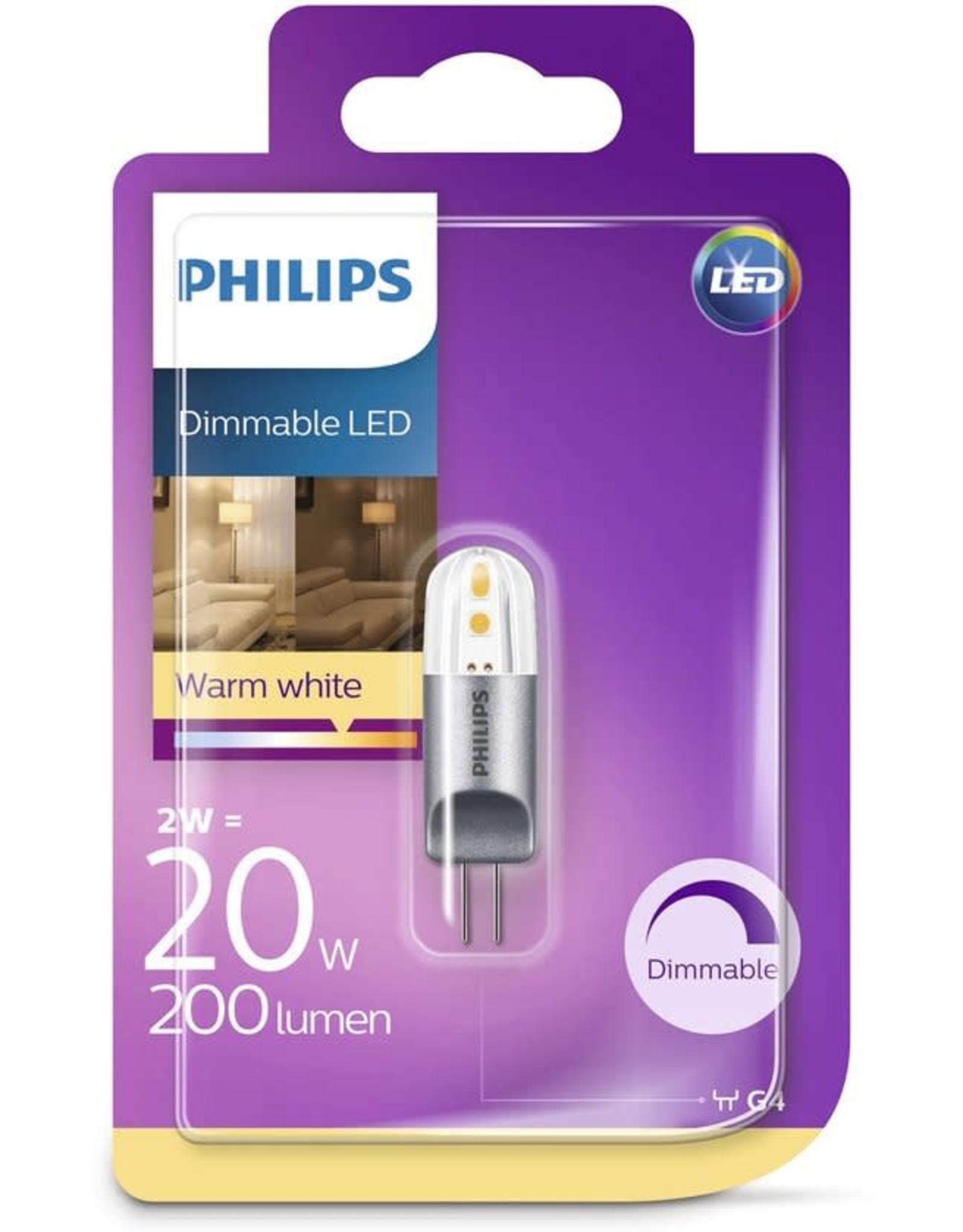 PHILIPS LED lamp G4 2W 195Lm capsule dimmable