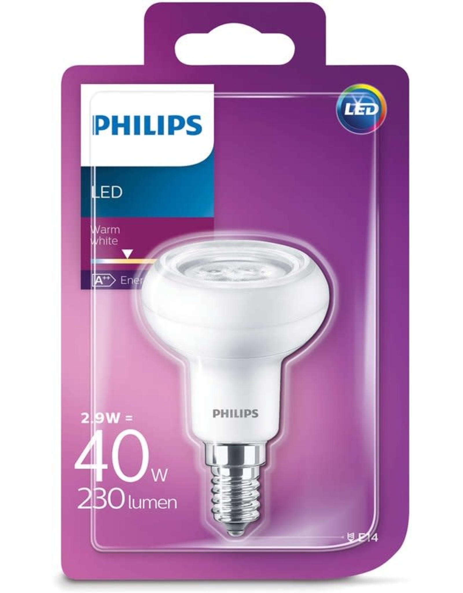 PHILIPS Aanbieding 4 st. Philips LED 40W E14 WW 230V R50 3