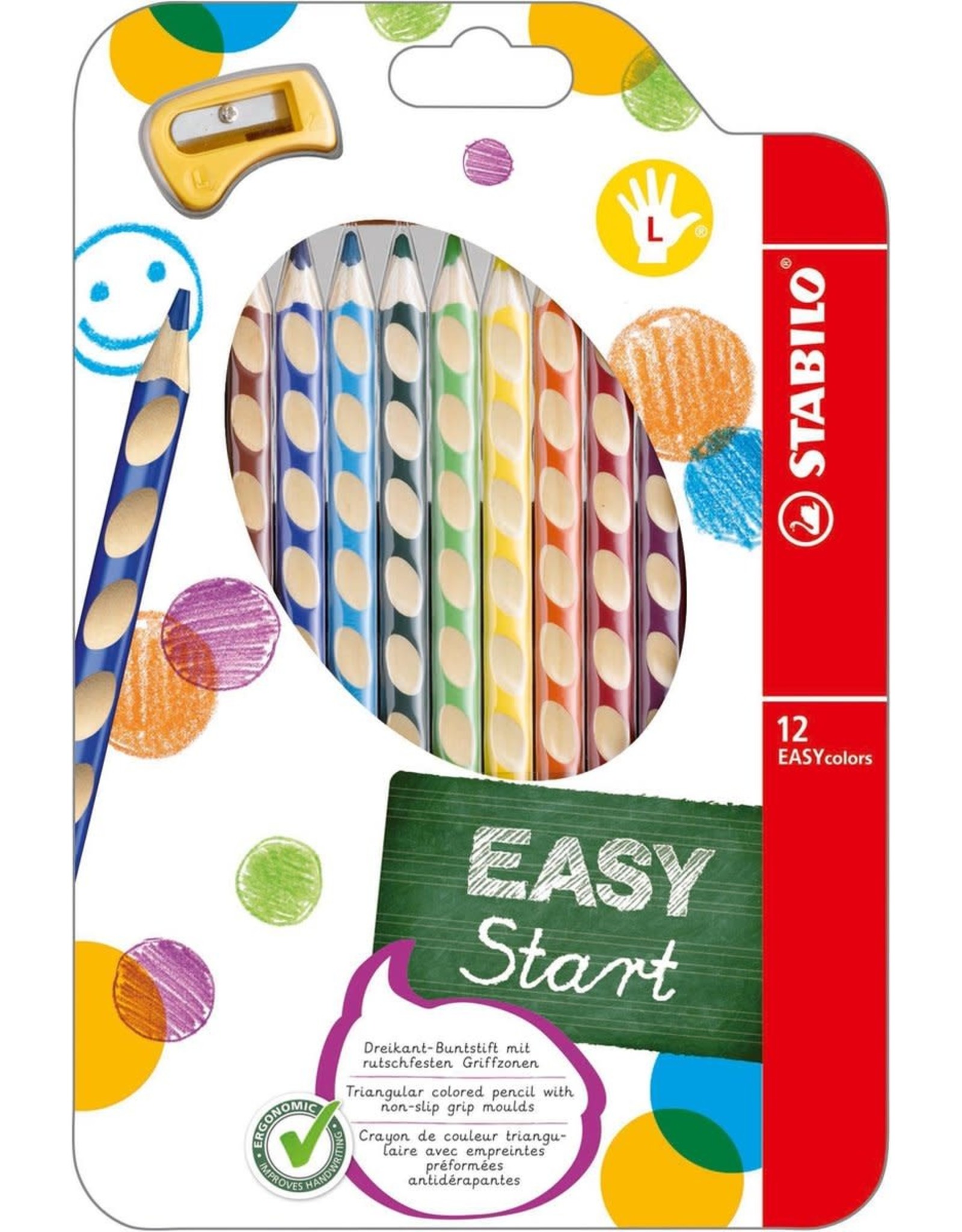 STABILO EASYcolors Linkshandige Kleurpotloden - Etui 12 Stuks