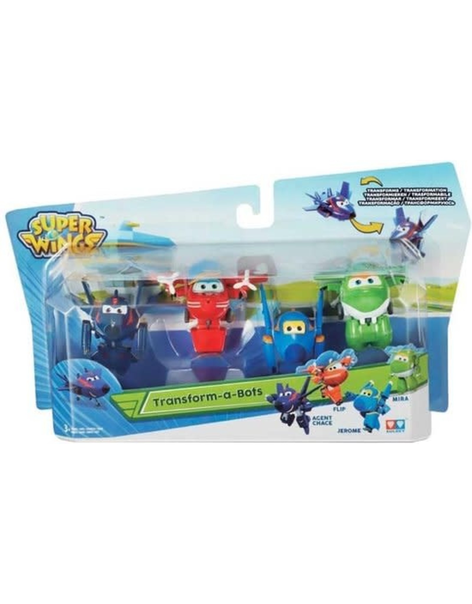 ALPHA GROUP Super Wings Transform-a-bots 4pk (Agent chace&Flip&Jerome&Mira