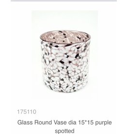 Glass Round Vase dia 15*15 purple spotted