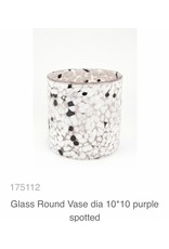 MANSION Glass Round Vase/ windlicht dia 10*10 purple spotted