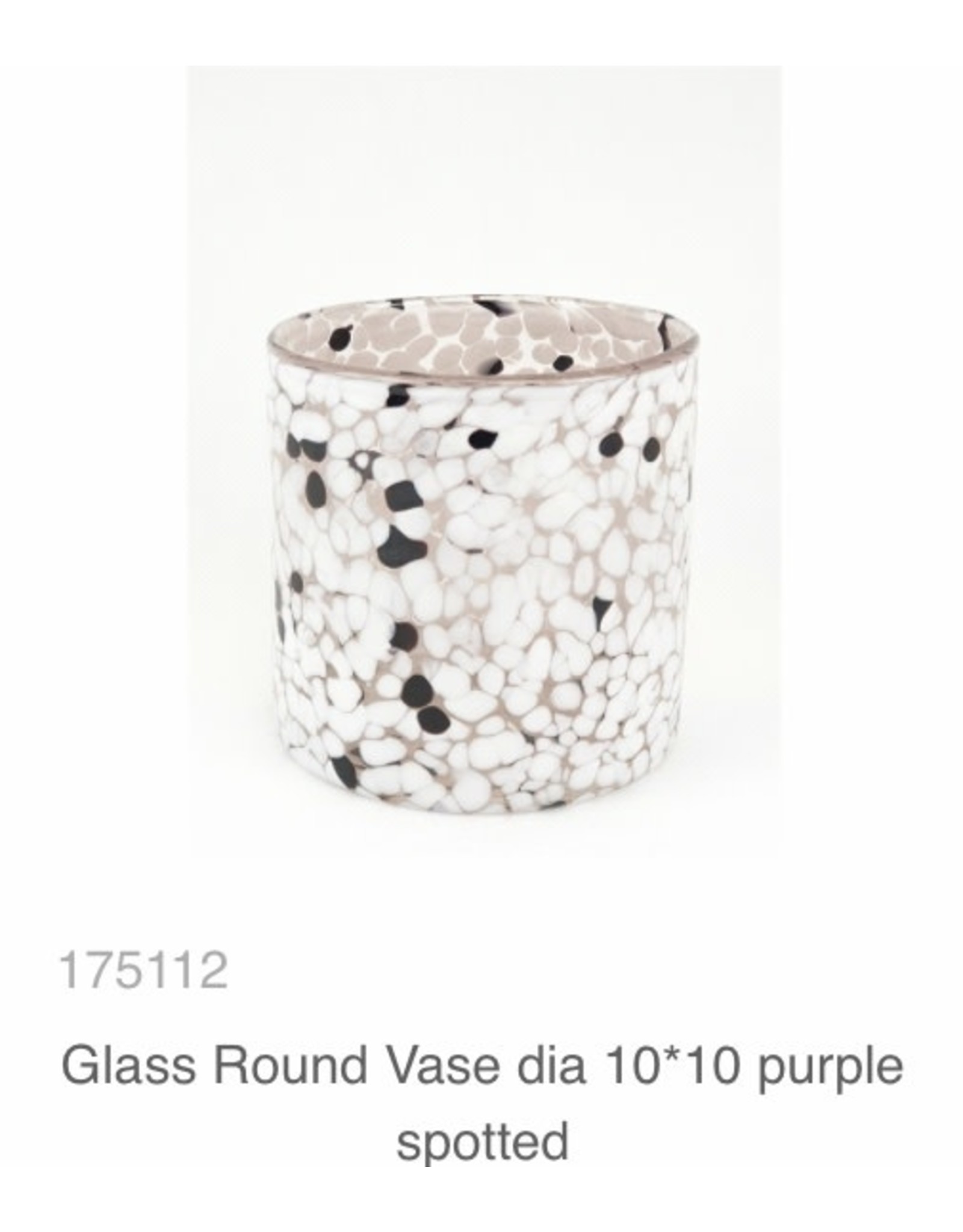 MANSION Glass Round Vase/ windlicht dia 10*10 purple spotted