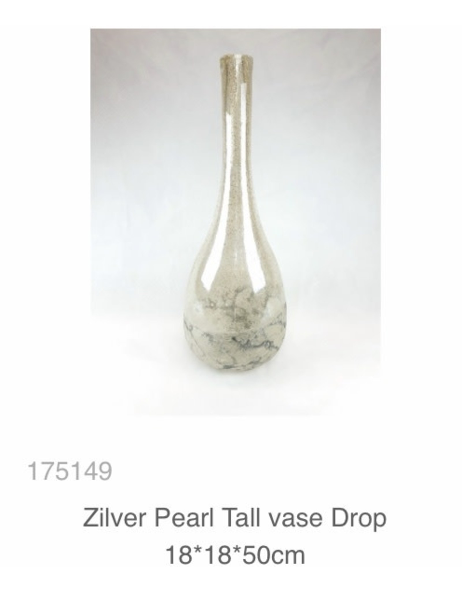 MANSION Zilver Pearl Tall vase Drop 18*18*50cm