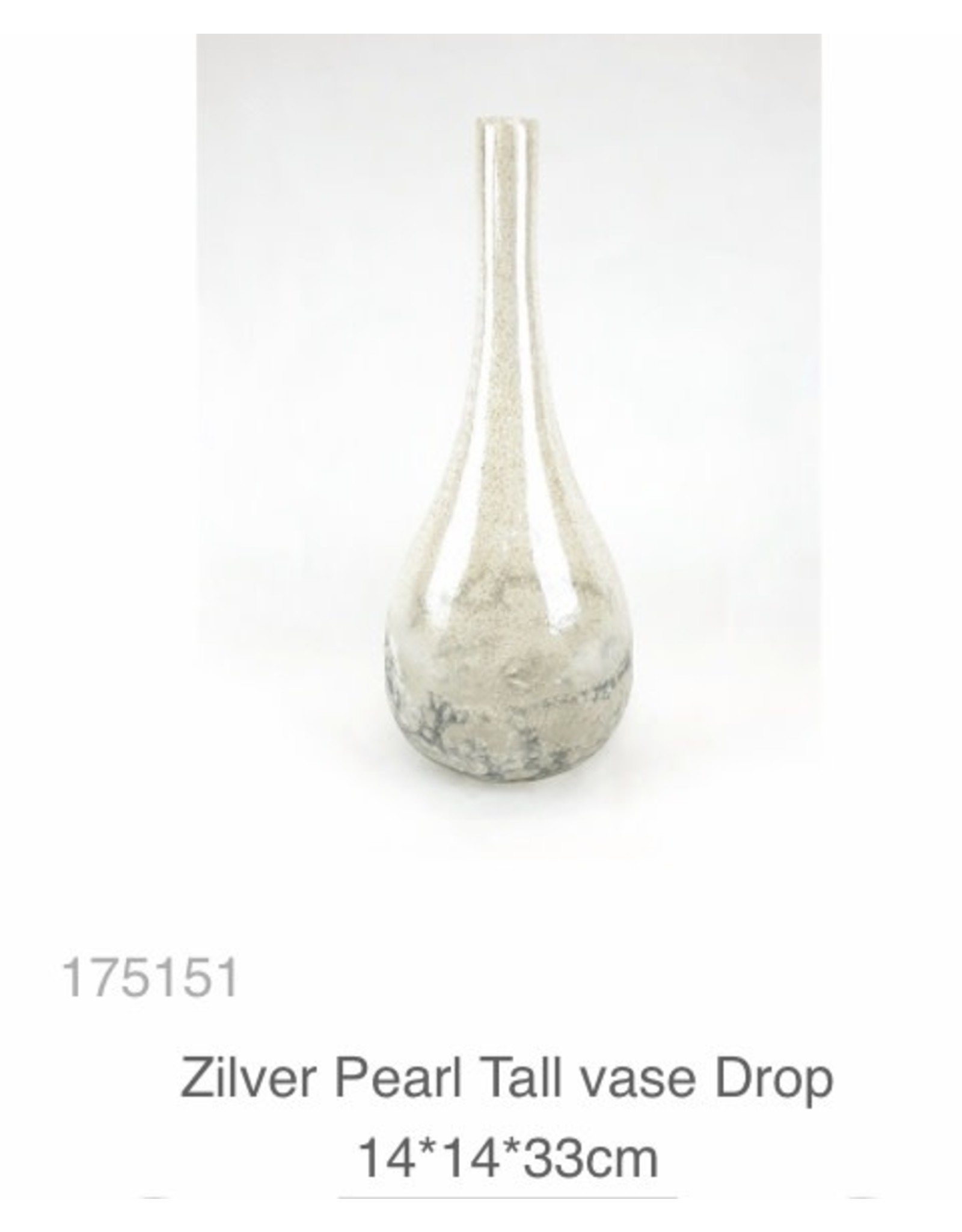 MANSION Zilver Pearl Tall vase Drop 14*14*33cm