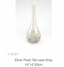 MANSION Zilver Pearl Tall vase Drop 14*14*33cm