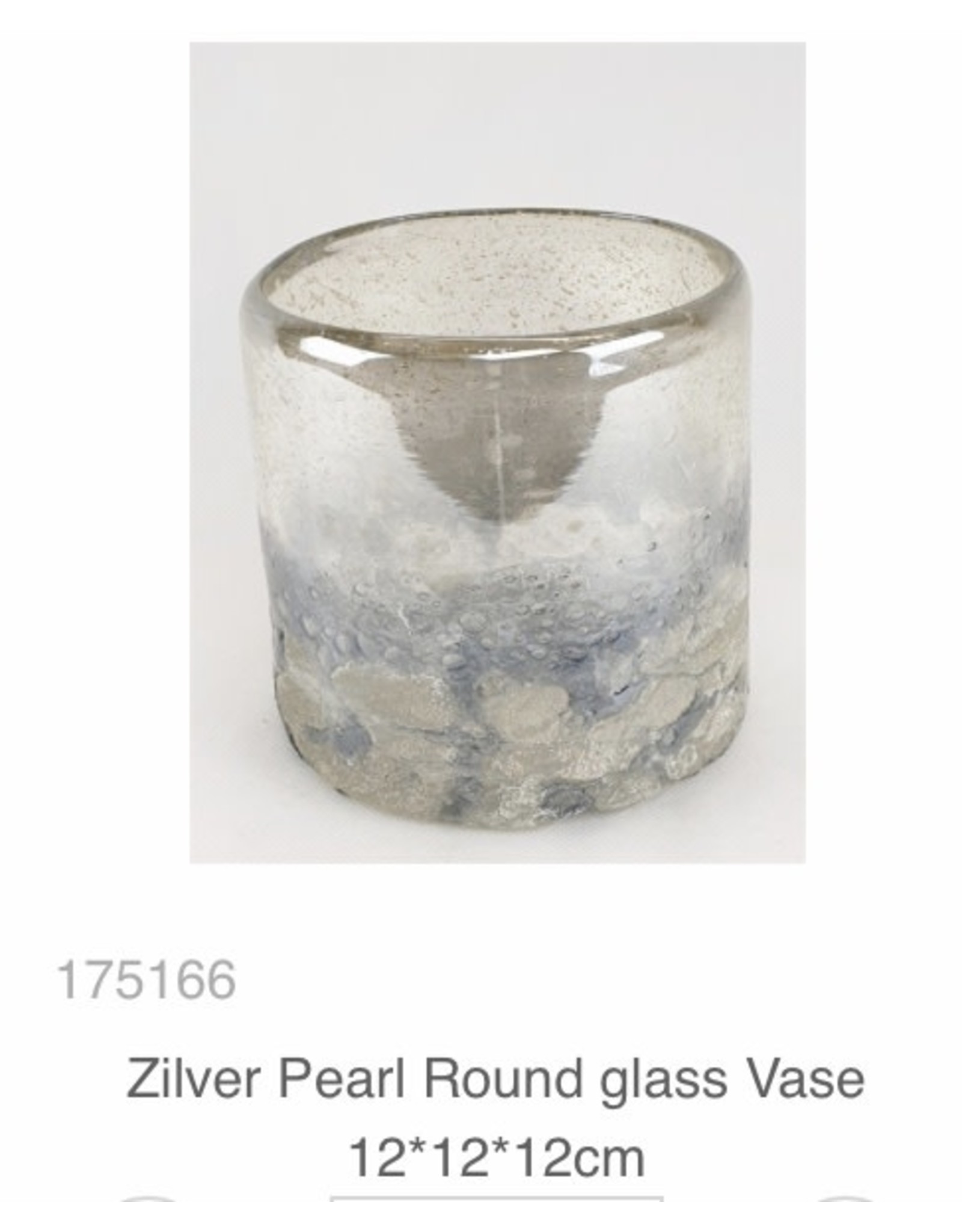 MANSION Zilver Pearl Round glass Vase / Windlicht  12*12*12cm