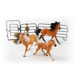 JollyHorses: Quarter Horse Bay + Palomino paard + veulen + hek + boer + accessoires