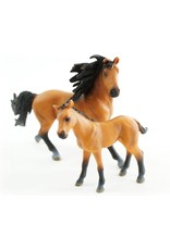 JOLLITY JollyHorses - paarden - Quarter Horse Bay hengst plus veulen en hekwerk – handgeschilderd