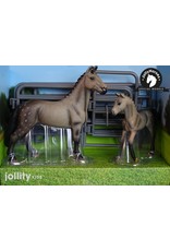 JOLLITY JollyHorses - paarden - Quarter Horse Grey hengst plus veulen en hekwerk – handgeschilderd