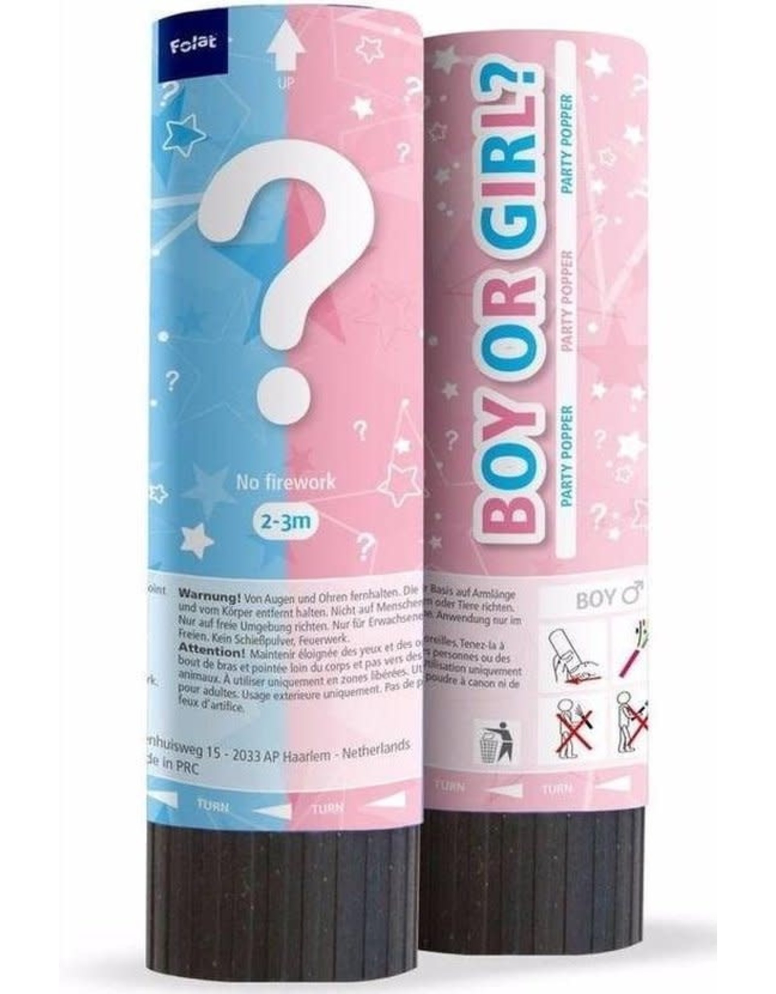 FOLAT PartyPopper Gender reveal Boy or Girl - Boy versie