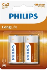 PHILIPS Batterij Philips R14L2B - C - 2 stuks