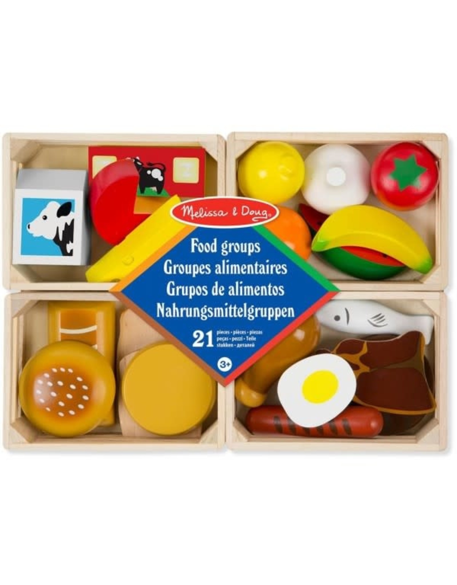 Melissa & Doug houten kratjes met voedsel