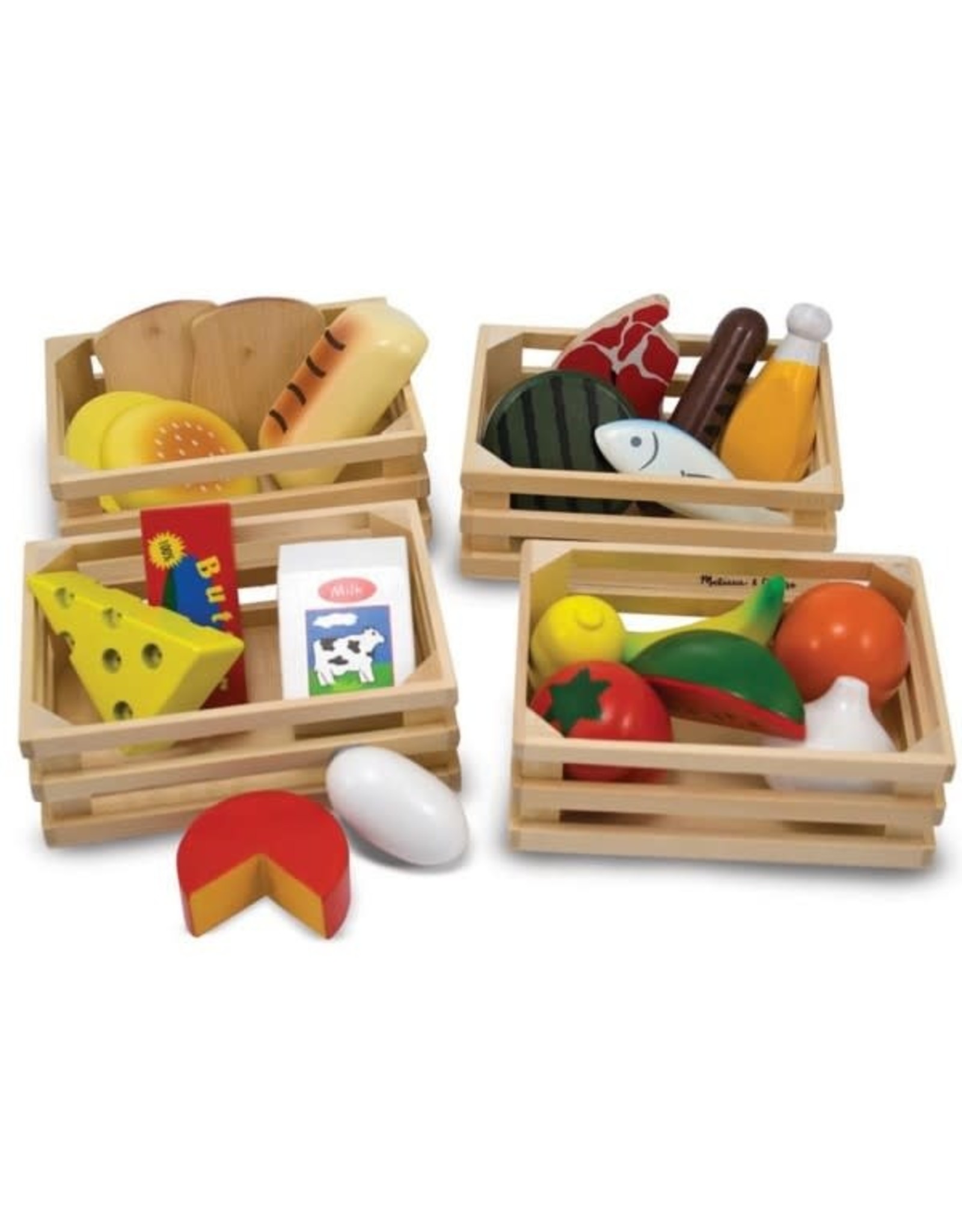 Melissa & Doug houten kratjes met voedsel