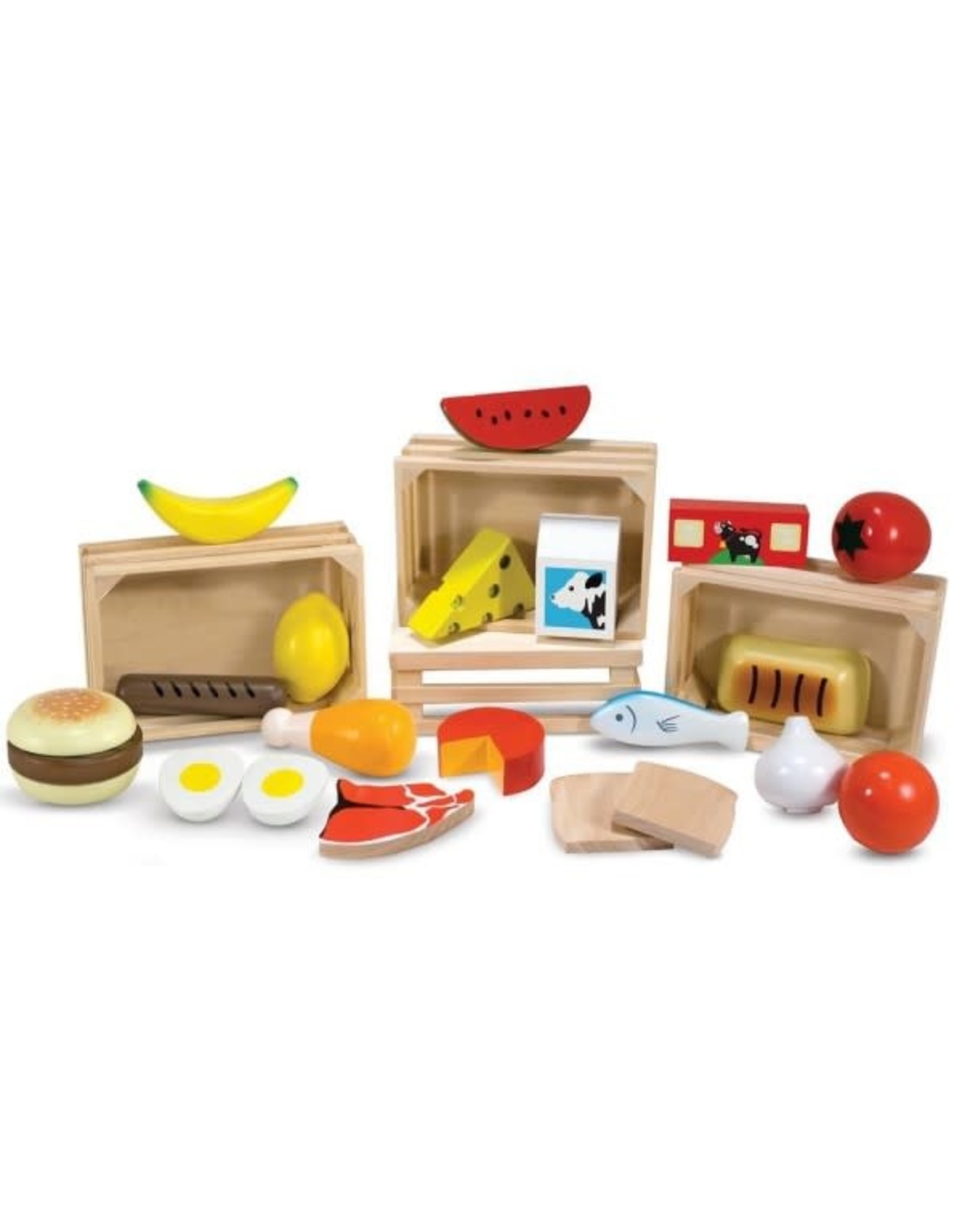 Melissa & Doug houten kratjes met voedsel