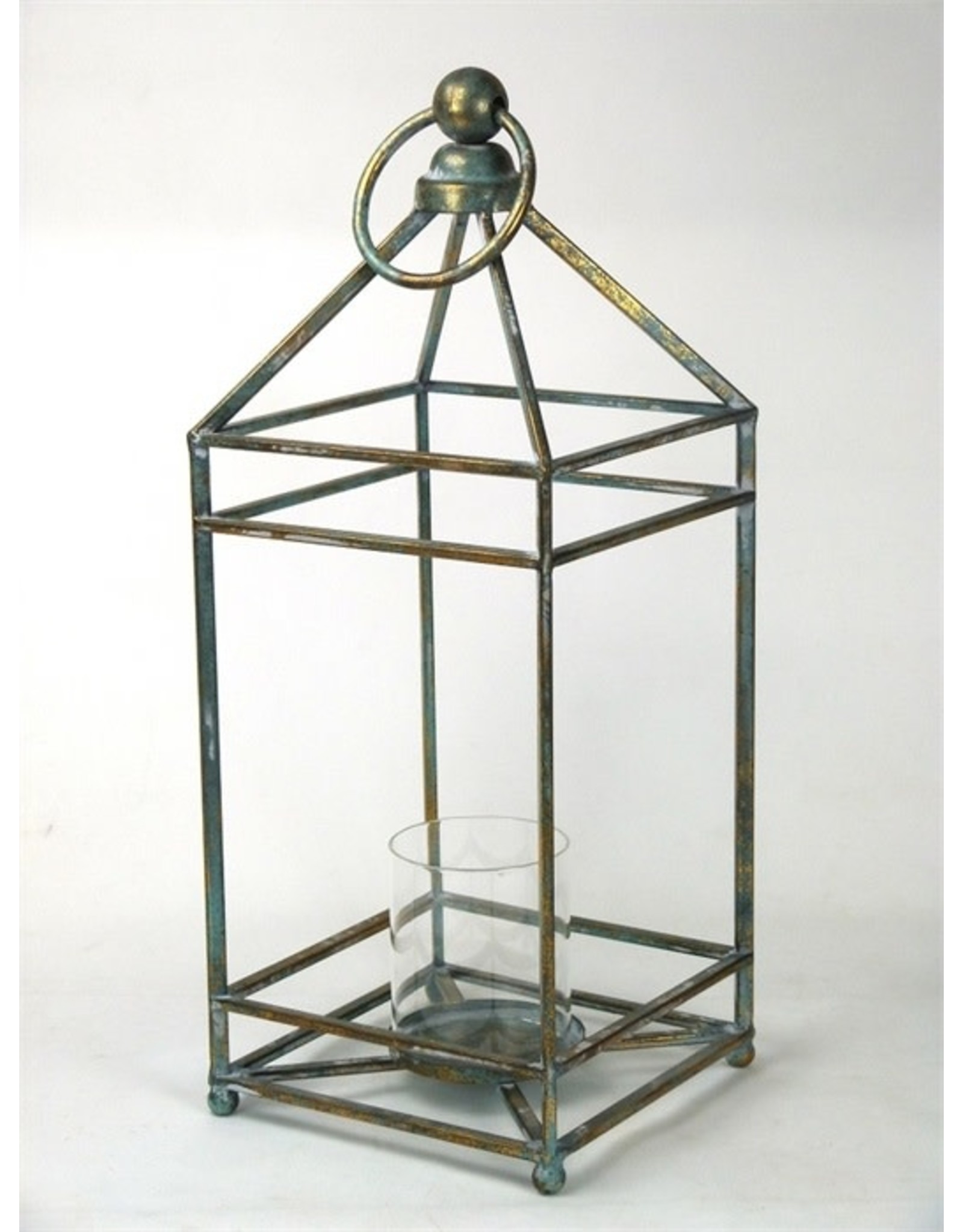 MANSION Metal Lantern 23x23x56.5cm Worn Gold