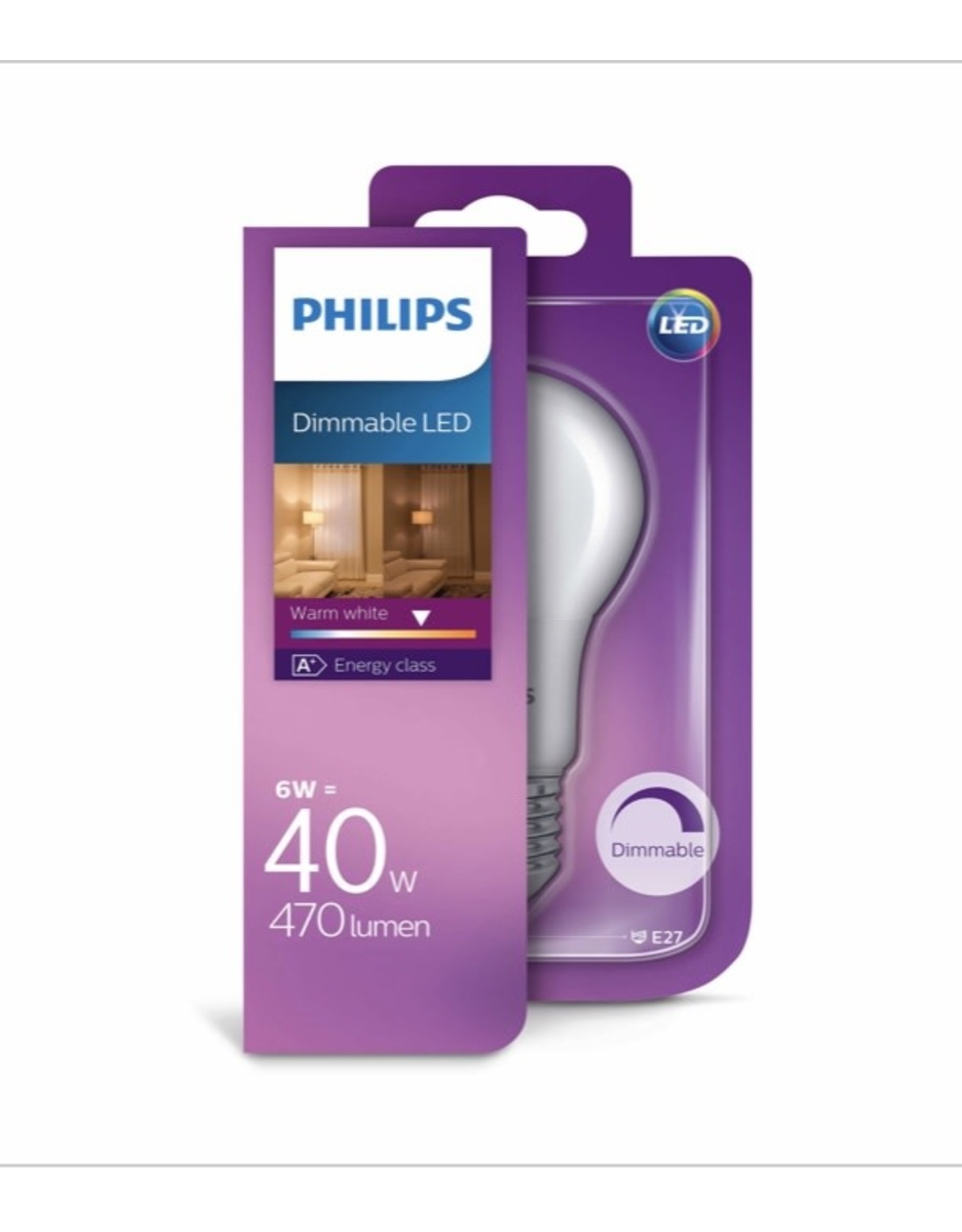 PHILIPS Philips LED A60 6-40W E27 2700K 470lm Dimbaar