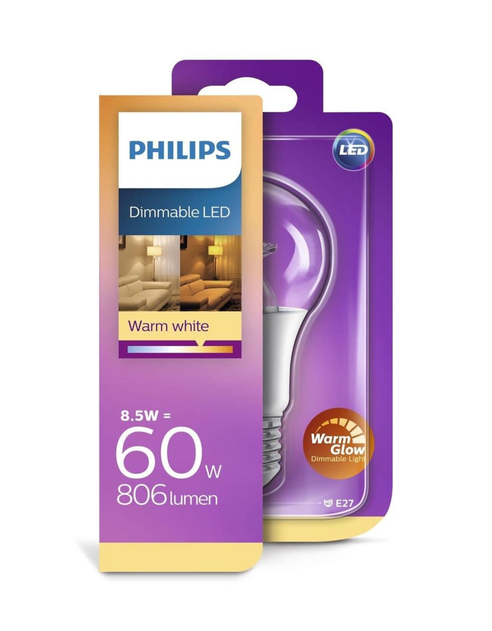 PHILIPS Philips LED Lamp Kogel WarmGlow Helder 8,5W (60W)