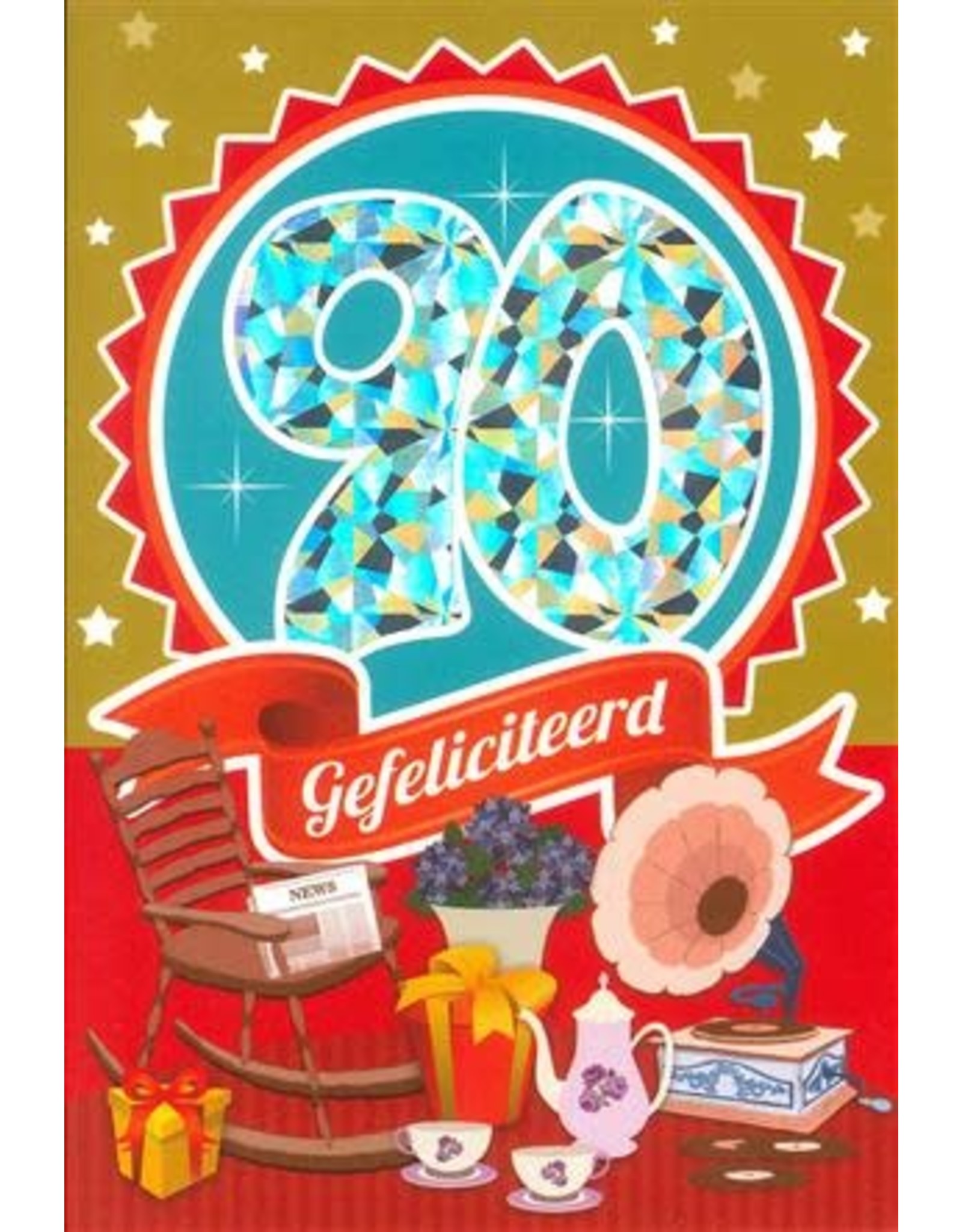 MGP CARDS Wenskaart MGP CARDS 90 gefeliciteerd met envolop
