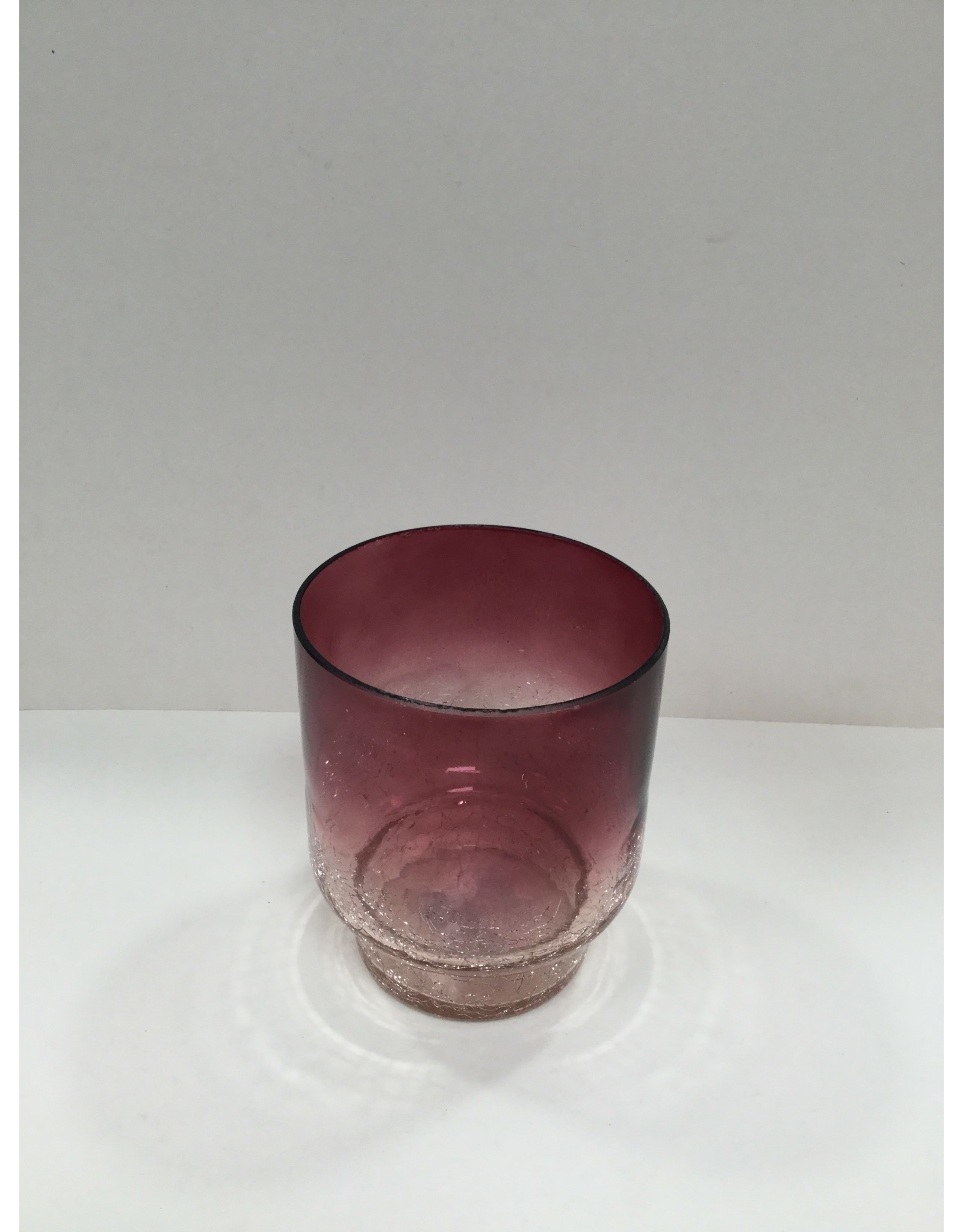 MANSION Waxinelichthouder glas met krakelen  rood 11X13X8  cm