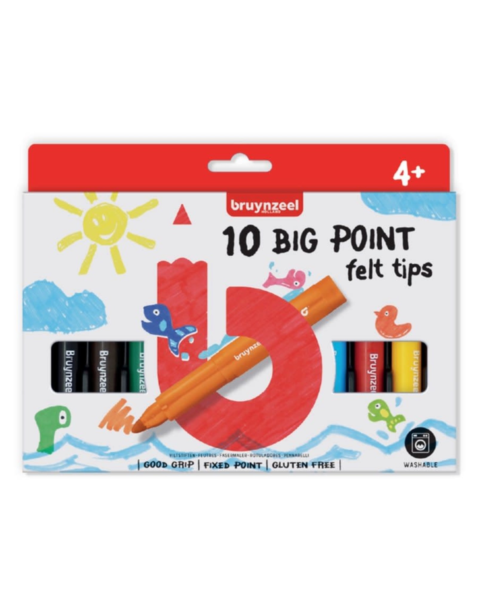 BRUYNZEEL Viltstift Bruynzeel Kids big point blister à 10 stuks assorti