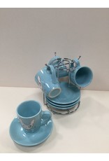 Espresso Kop en Schotel Set 9-delig Blauw