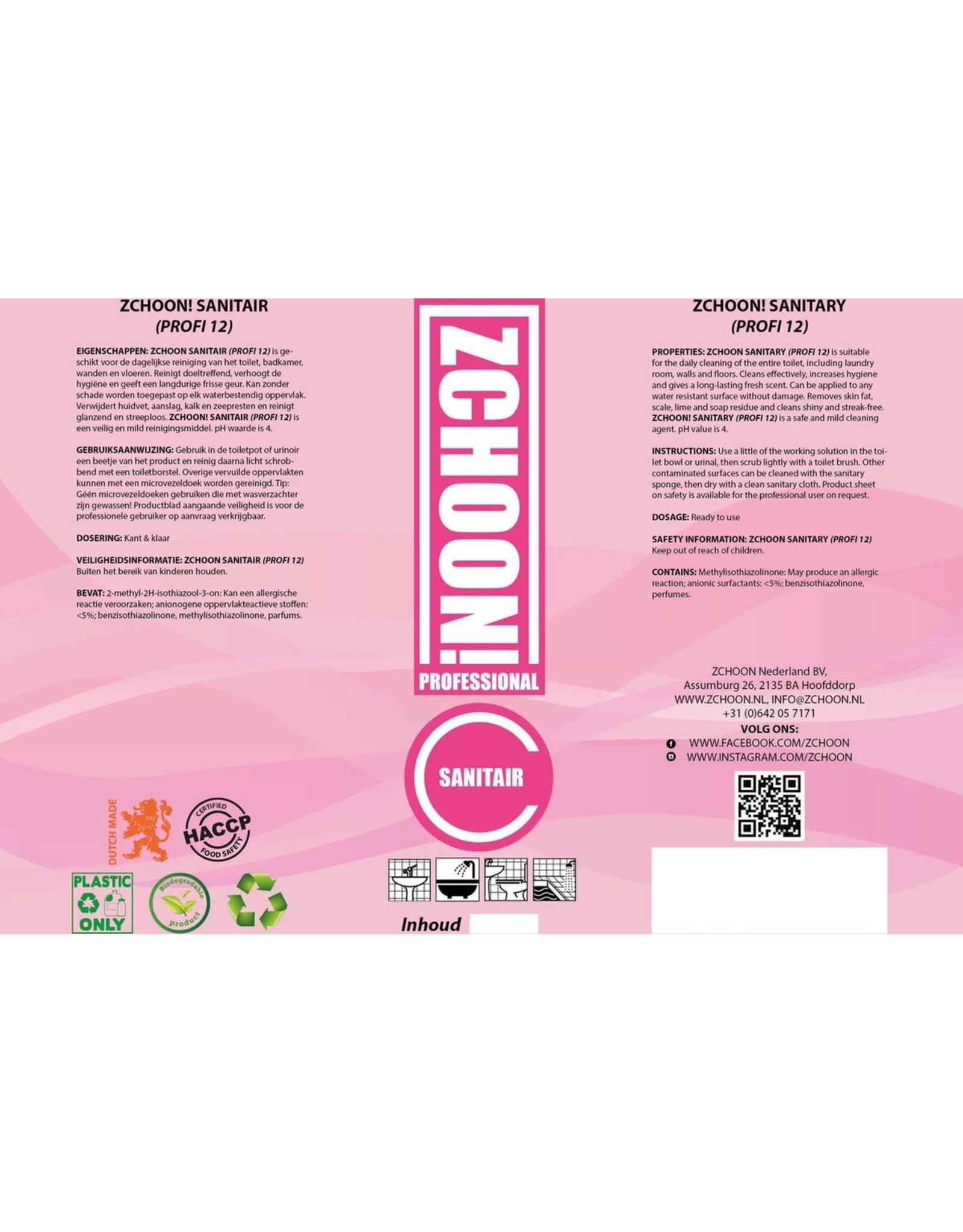 ZCHOON Sanitairreiniger schoonmaakmiddel 5ooml