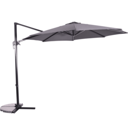Lesli Living Zweefparasol Libra Antraciet Grijs/ zwart Ø300 cm - inclusief kruisvoet & hoes