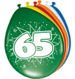 FOLAT Ballonnen 65 jaar | 8 stuks 30 cm