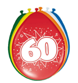 Haza Ballonnen 60 jaar 8 stuks 30cm