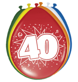 FOLAT Ballonnen 40 jaar | 8 stuks 30cm