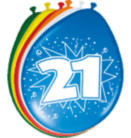 FOLAT Ballonnen 21 jaar | 8 stuks 30cm