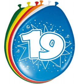 FOLAT 19 jaar ballonnen 8 stuks
