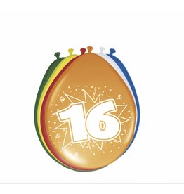 FOLAT Ballonnen 16 jaar | 8 stuks 30 cm