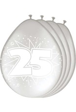 FOLAT 25 Jaar Zilveren Ballonnen - 8 stuks